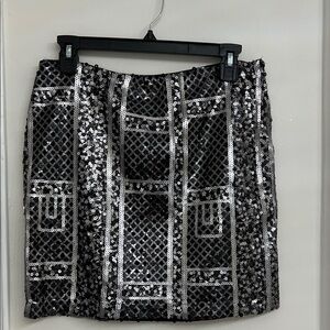Sequin Black and Silver Skirt by ABS platinum